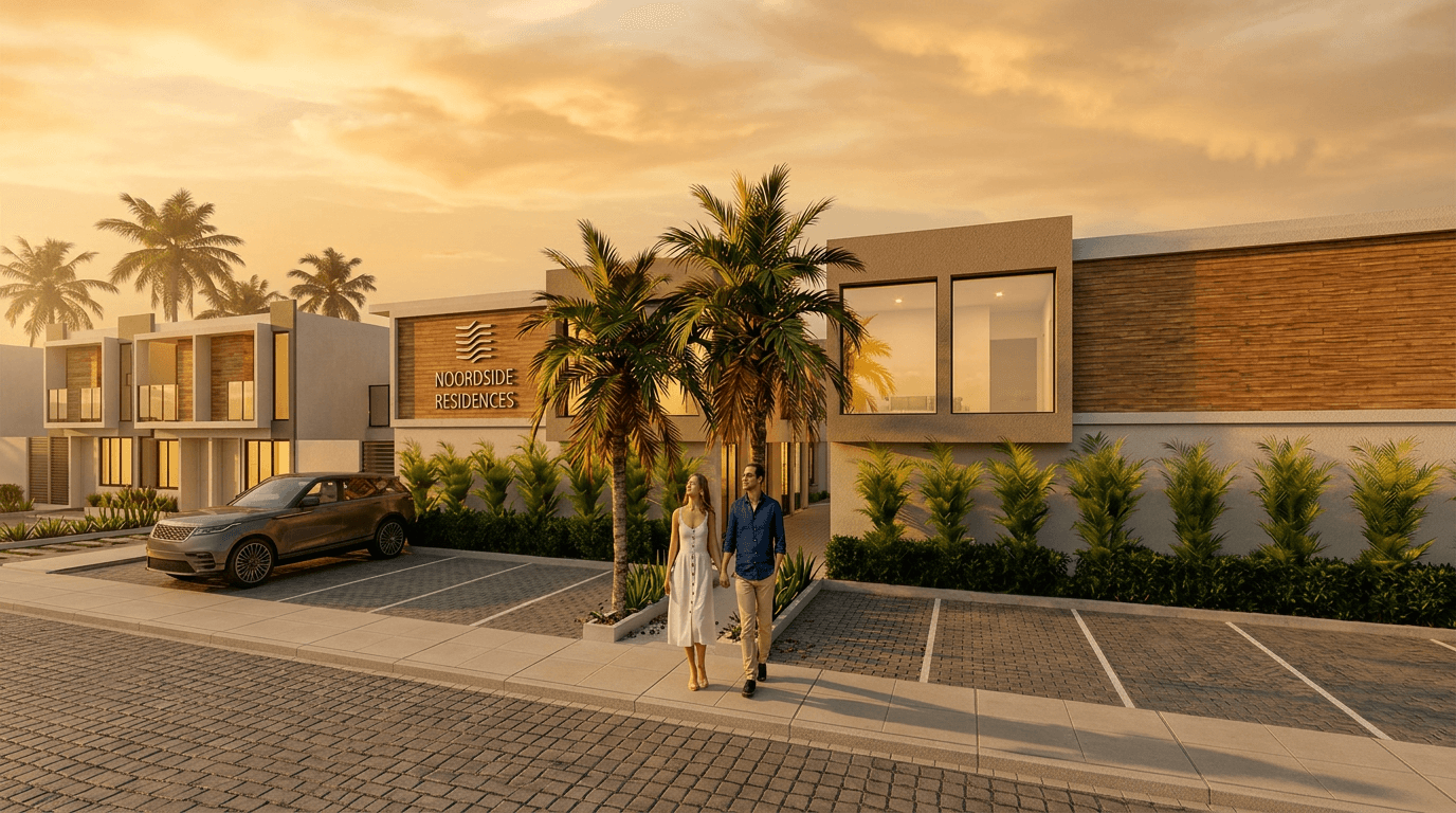 Noordside Residences — exterior entrance at sunset
