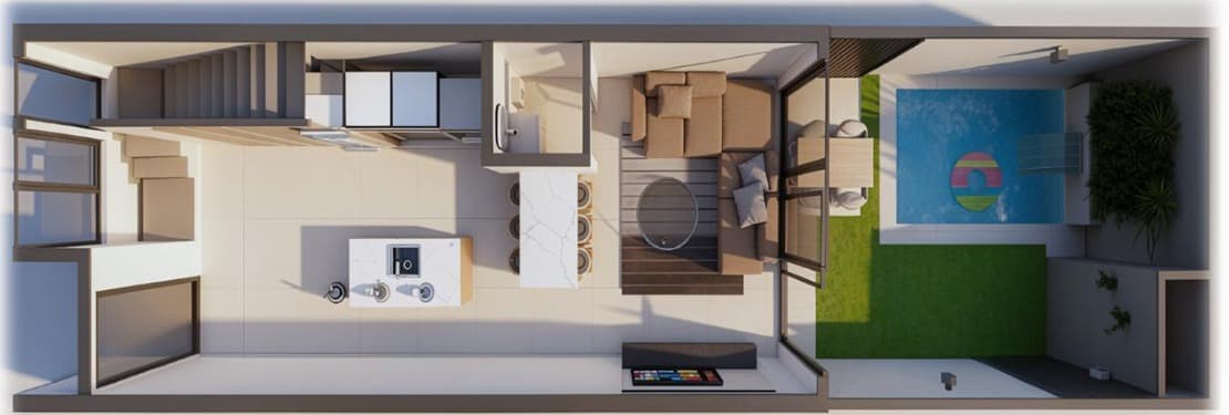 Unit B08 ground floor 3D rendering
